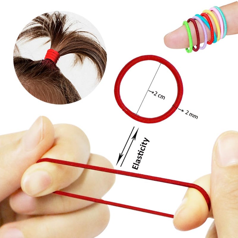 WillingTee 400PCS Multicolor Hair Ties, No Crease Elastic Ponytail Holders, 2CM Finger Hair Accessories for Girls - Image 2